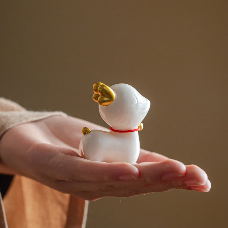 Figura decorativa de cerámica para escritorio del hogar con forma de ciervo en miniatura con Buddha Stones - image 4