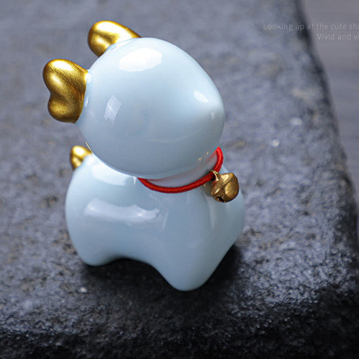 Figura decorativa de cerámica para escritorio del hogar con forma de ciervo en miniatura con Buddha Stones - image 11