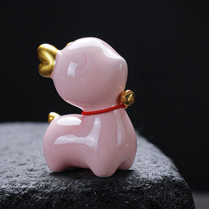 Figura decorativa de cerámica para escritorio del hogar con forma de ciervo en miniatura con Buddha Stones - image 21