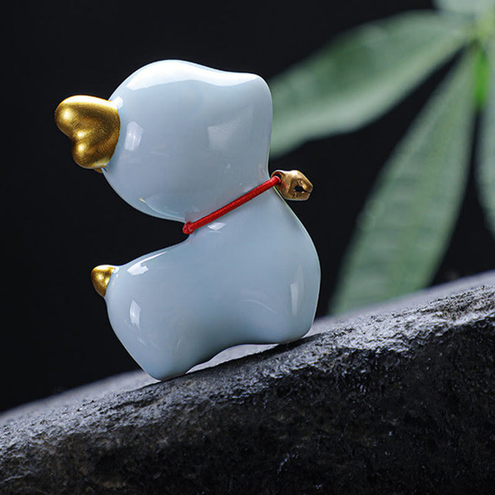 Figura decorativa de cerámica para escritorio del hogar con forma de ciervo en miniatura con Buddha Stones - image 12