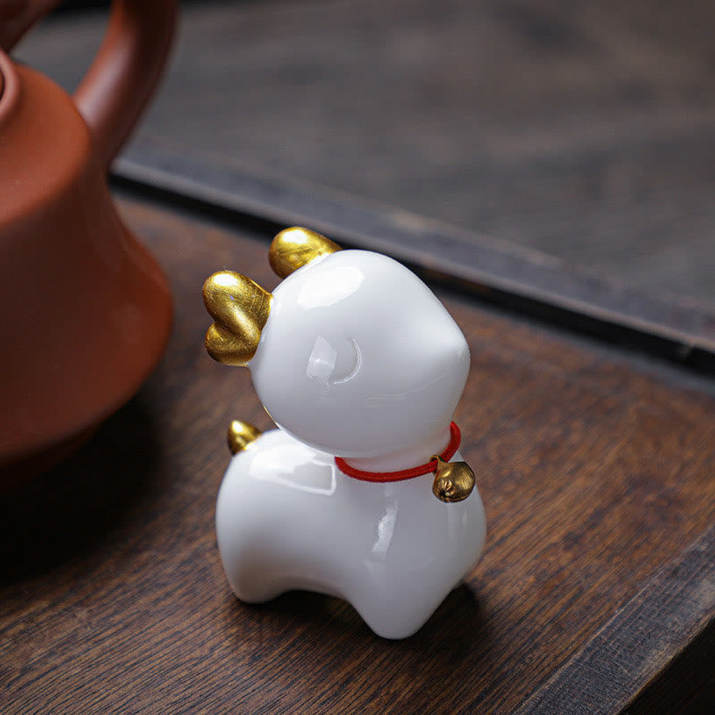 Figura decorativa de cerámica para escritorio del hogar con forma de ciervo en miniatura con Buddha Stones - image 2