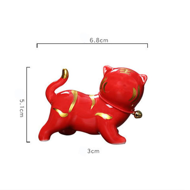 Figura decorativa de cerámica para escritorio del hogar con forma de tigre en miniatura con Buddha Stones - image 10