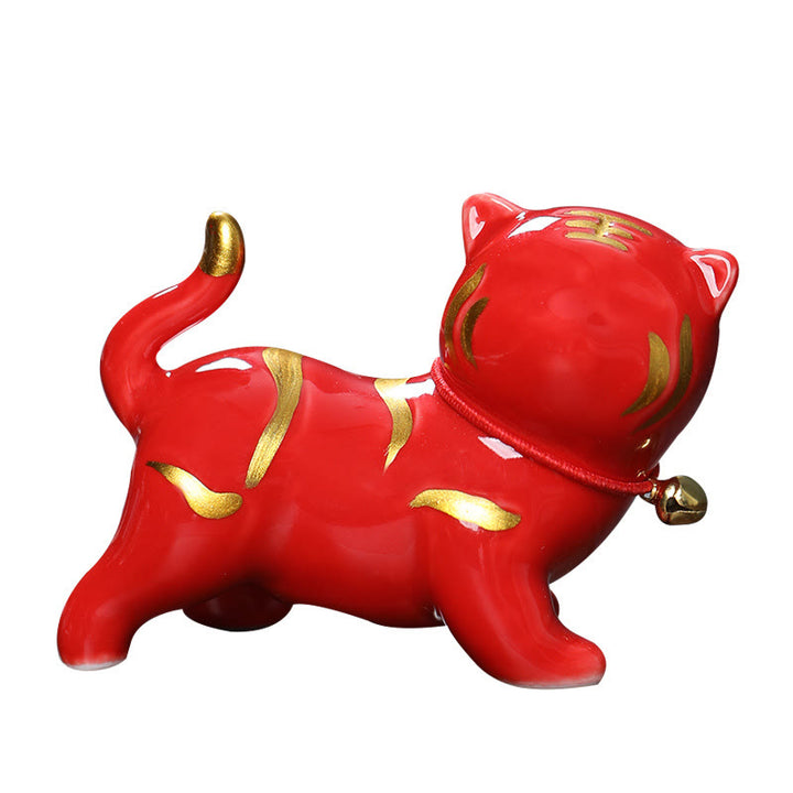 Figura decorativa de cerámica para escritorio del hogar con forma de tigre en miniatura con Buddha Stones - image 9