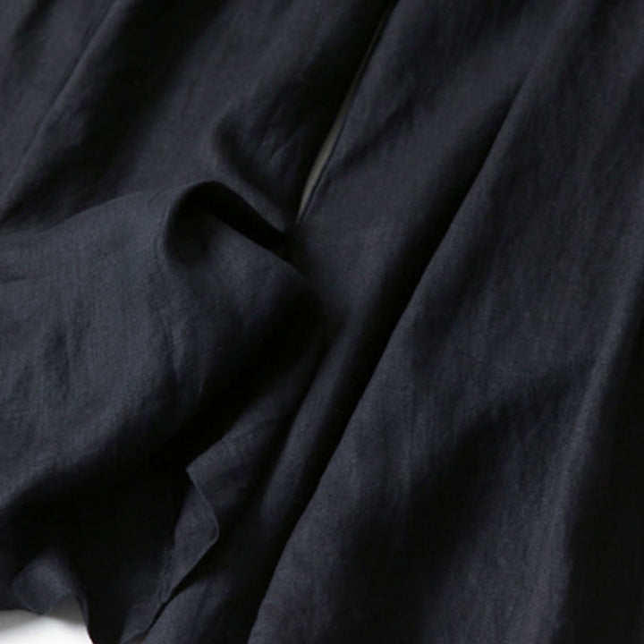 Pantalones de lino y algodón de color liso con cintura alta y pierna ancha y bolsillos con Buddha Stones - image 23