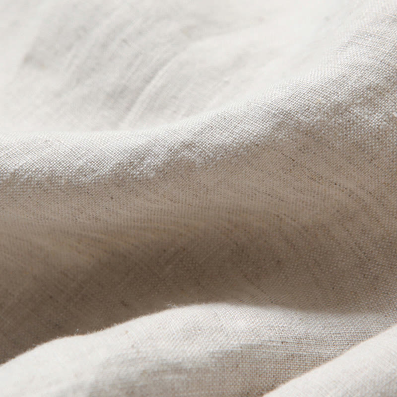 Pantalones de lino y algodón de color liso con cintura alta y pierna ancha y bolsillos con Buddha Stones - image 13