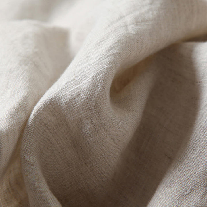 Pantalones de lino y algodón de color liso con cintura alta y pierna ancha y bolsillos con Buddha Stones - image 15