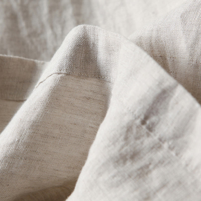 Pantalones de lino y algodón de color liso con cintura alta y pierna ancha y bolsillos con Buddha Stones - image 17