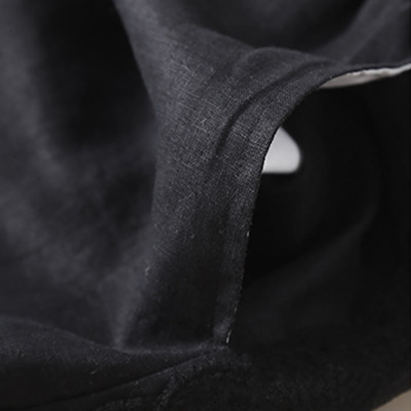 Pantalones de lino con bordado de flores en los laterales y bolsillos para mujer con Buddha Stones