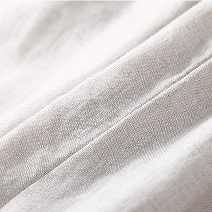 Pantalones de lino con bordado de flores en los laterales y bolsillos para mujer con Buddha Stones