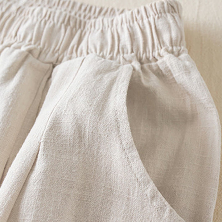 Pantalones de lino y algodón de color liso para mujer con bolsillos y Buddha Stones - image 11