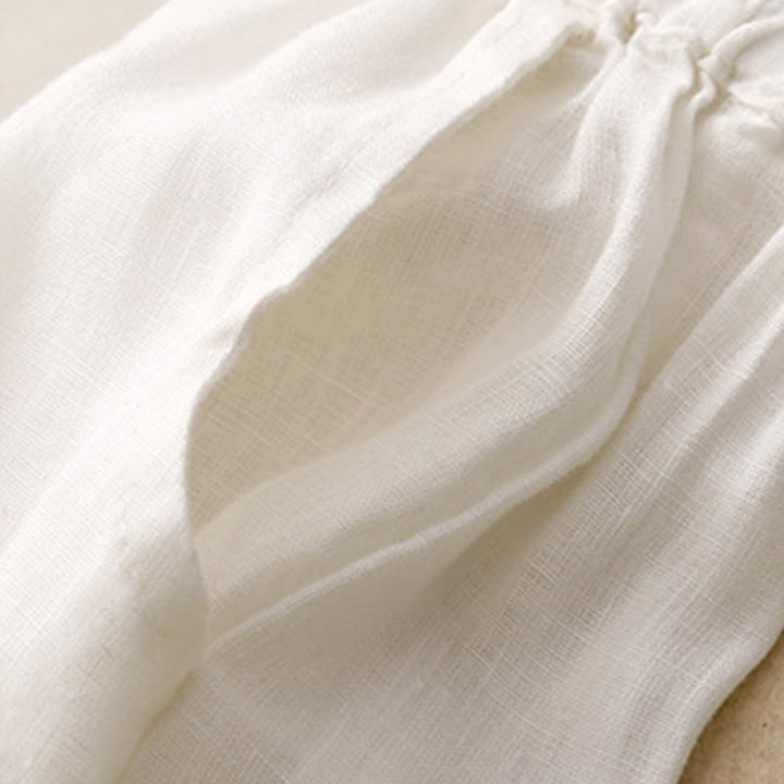 Pantalones de lino y algodón de color liso para mujer con bolsillos y Buddha Stones - image 14