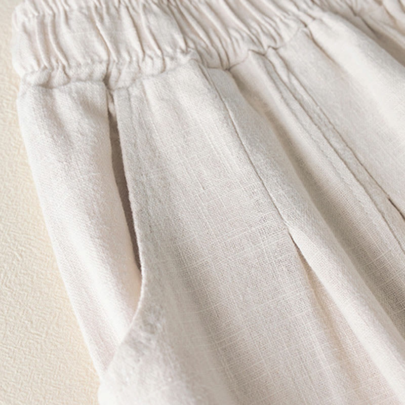 Pantalones de lino y algodón de color liso para mujer con bolsillos y Buddha Stones - image 12