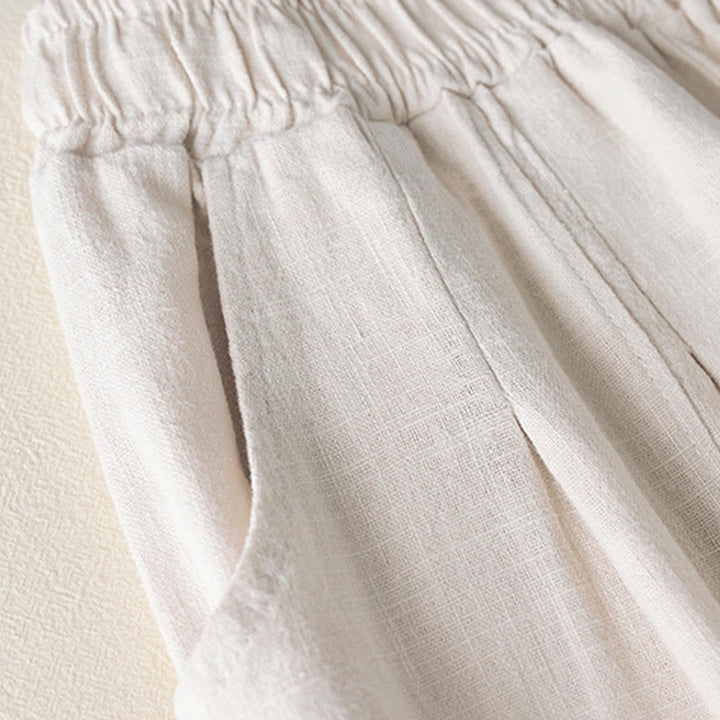 Pantalones de lino y algodón de color liso para mujer con bolsillos y Buddha Stones - image 12