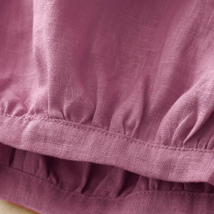 Pantalones casuales de lino de color liso con bolsillos para mujer de Buddha Stones - image 11