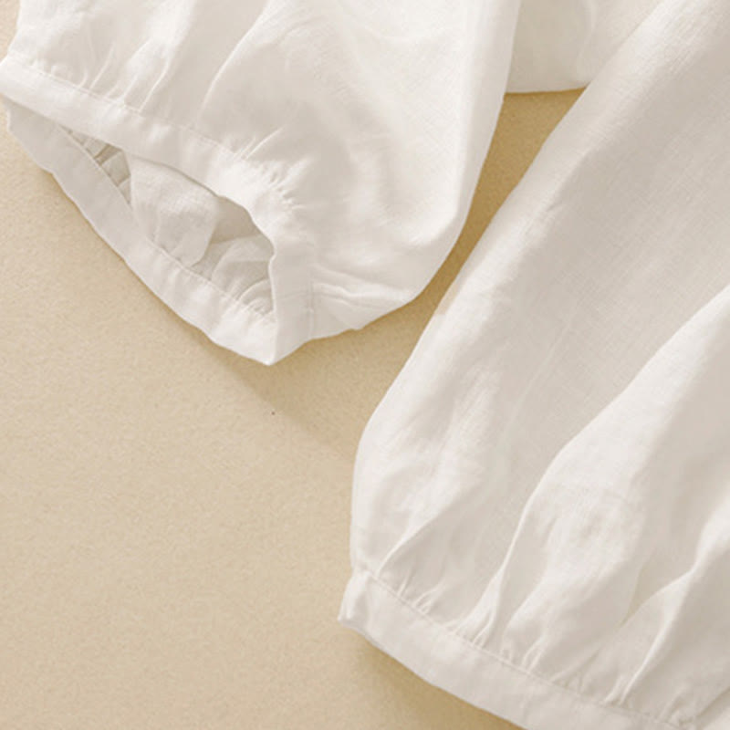 Pantalones casuales de lino de color liso con bolsillos para mujer de Buddha Stones - image 17