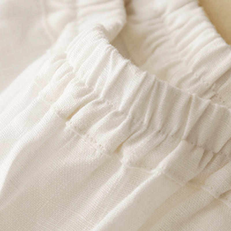 Pantalones casuales de lino de color liso con bolsillos para mujer de Buddha Stones - image 15