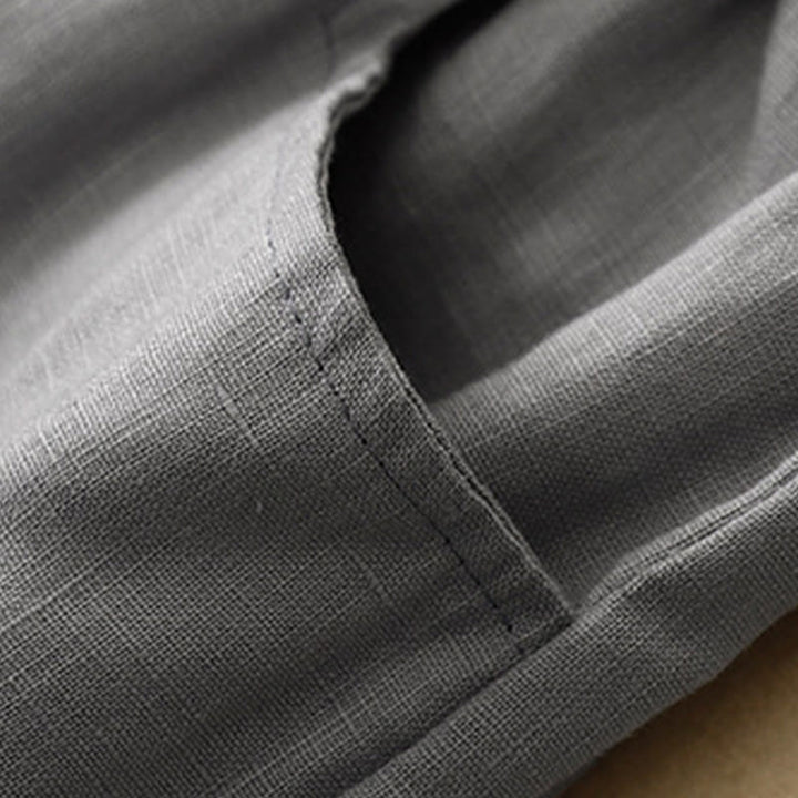 Pantalones casuales de lino de color liso con bolsillos para mujer de Buddha Stones - image 21