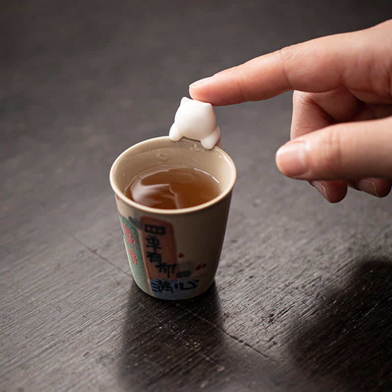 Figura decorativa de cerámica para escritorio del hogar con forma de gato blanco colgante de Buddha Stones - image 10