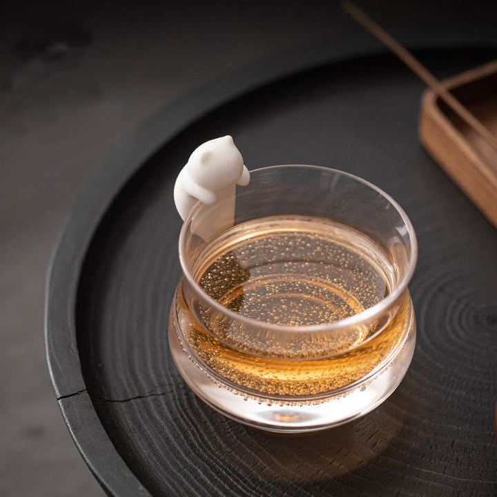 Figura decorativa de cerámica para escritorio del hogar con forma de gato blanco colgante de Buddha Stones - Gato colgante pequeño 2*1,8*3,6 cm - image 0