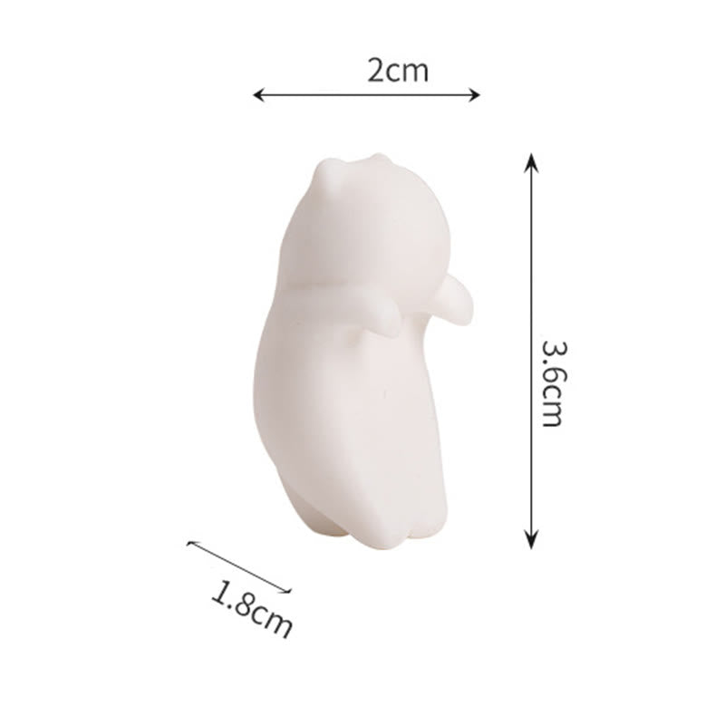 Figura decorativa de cerámica para escritorio del hogar con forma de gato blanco colgante de Buddha Stones - image 12