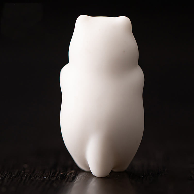 Figura decorativa de cerámica para escritorio del hogar con forma de gato blanco colgante de Buddha Stones - image 4