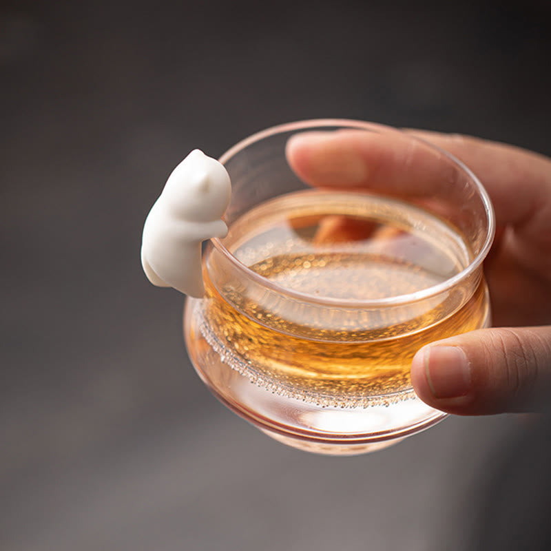 Figura decorativa de cerámica para escritorio del hogar con forma de gato blanco colgante de Buddha Stones - image 1