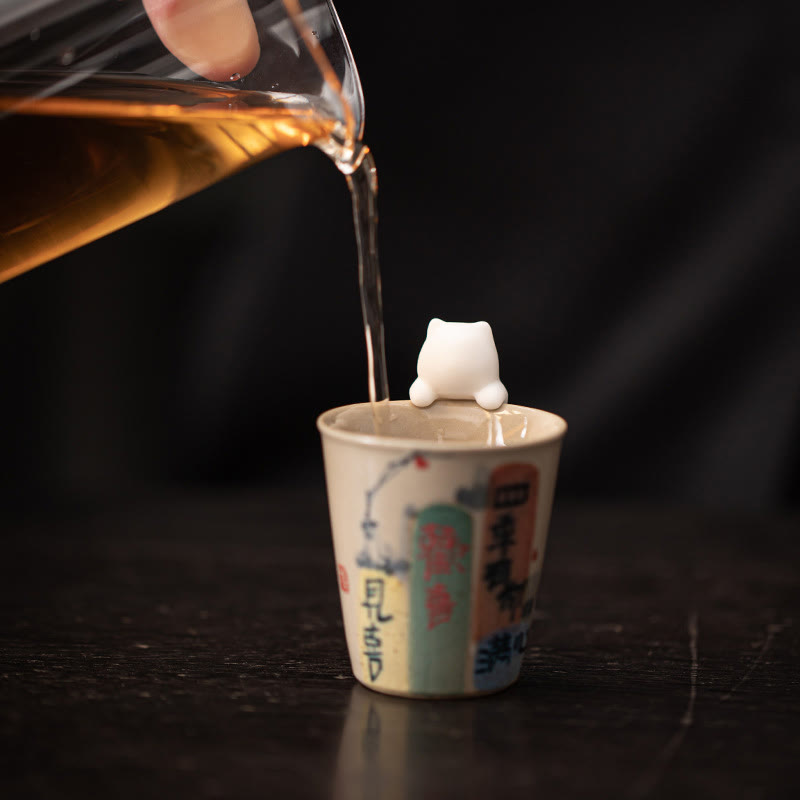 Figura decorativa de cerámica para escritorio del hogar con forma de gato blanco colgante de Buddha Stones - image 8