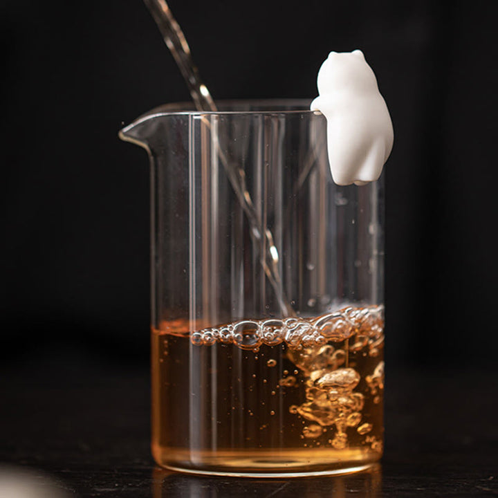 Figura decorativa de cerámica para escritorio del hogar con forma de gato blanco colgante de Buddha Stones - image 9