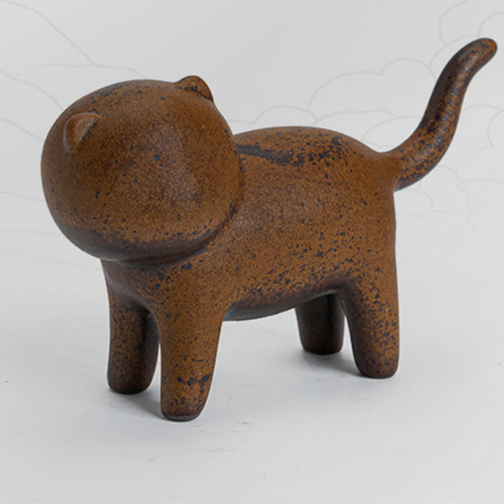 Figura decorativa de cerámica para escritorio del hogar con forma de gato de pie en miniatura con forma de rana y Buddha Stones - image 9