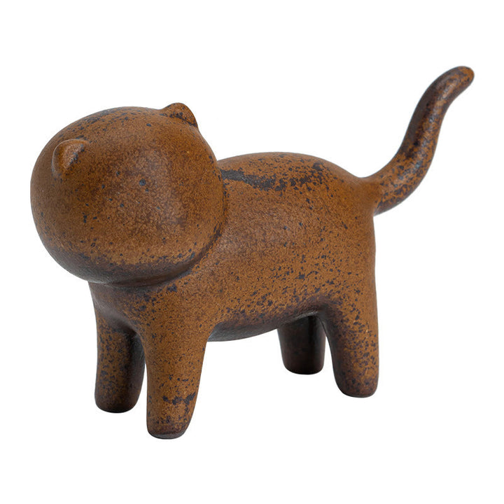 Figura decorativa de cerámica para escritorio del hogar con forma de gato de pie en miniatura con forma de rana y Buddha Stones - image 10