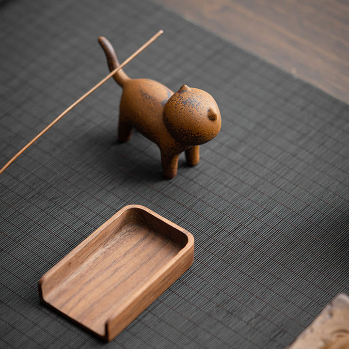 Figura decorativa de cerámica para escritorio del hogar con forma de gato de pie en miniatura con forma de rana y Buddha Stones - image 8