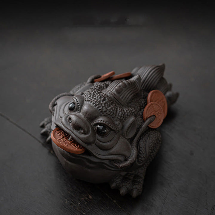 Figura decorativa de cerámica con Buddha Stones , arcilla morada, monedas de cobre, Feng Shui, Buda, piedra, para el hogar, té y mascota - Sapo marrón 11*8*6,3 cm - image 14