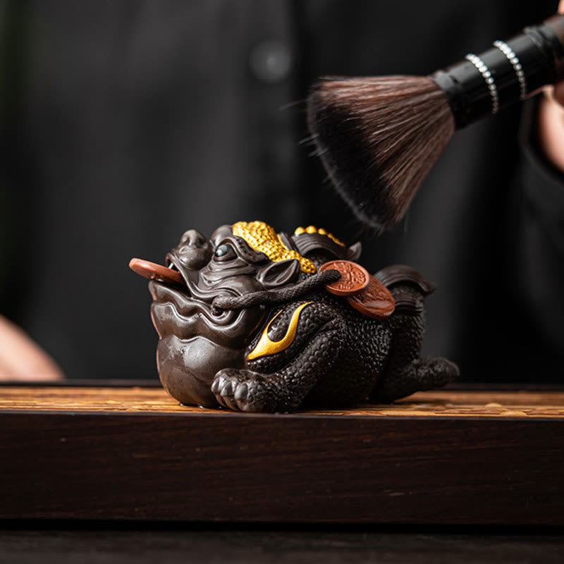 Figura decorativa de cerámica con Buddha Stones , arcilla morada, monedas de cobre, Feng Shui, Buda, piedra, para el hogar, té y mascota