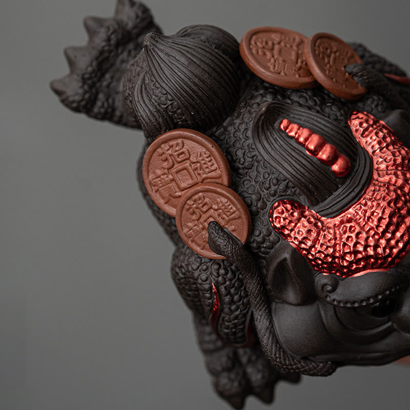 Figura decorativa de cerámica con Buddha Stones , arcilla morada, monedas de cobre, Feng Shui, Buda, piedra, para el hogar, té y mascota - image 13