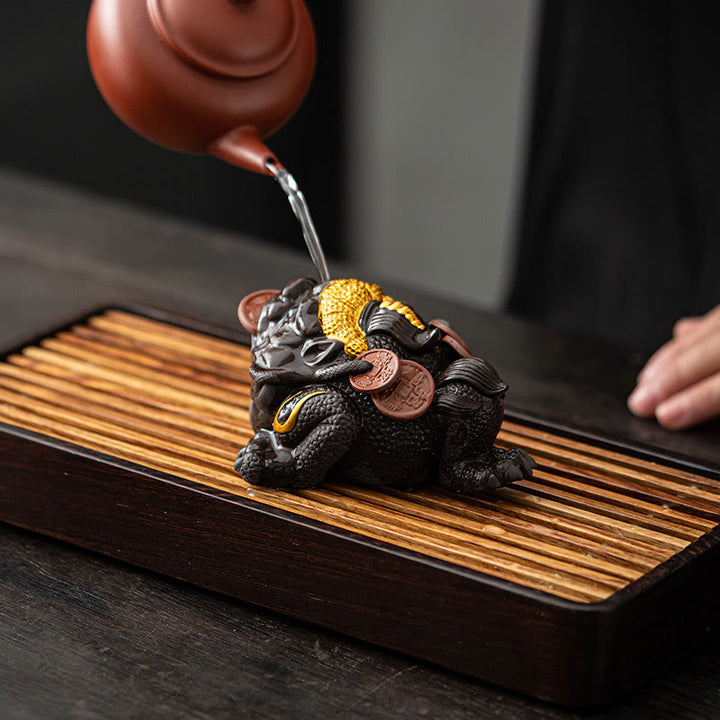 Figura decorativa de cerámica con Buddha Stones , arcilla morada, monedas de cobre, Feng Shui, Buda, piedra, para el hogar, té y mascota - image 8