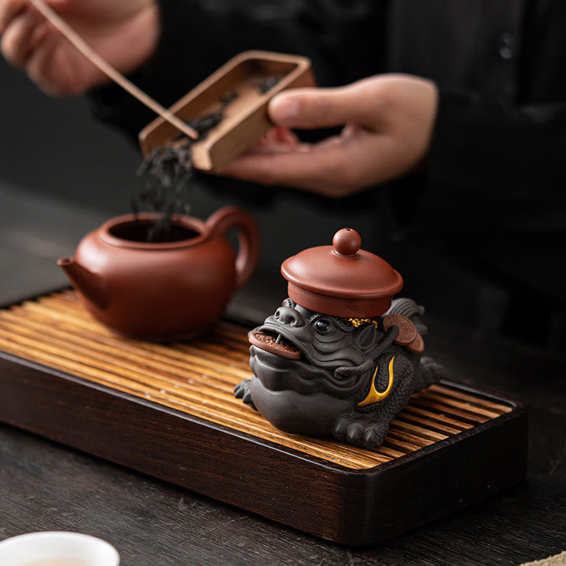Figura decorativa de cerámica con Buddha Stones , arcilla morada, monedas de cobre, Feng Shui, Buda, piedra, para el hogar, té y mascota