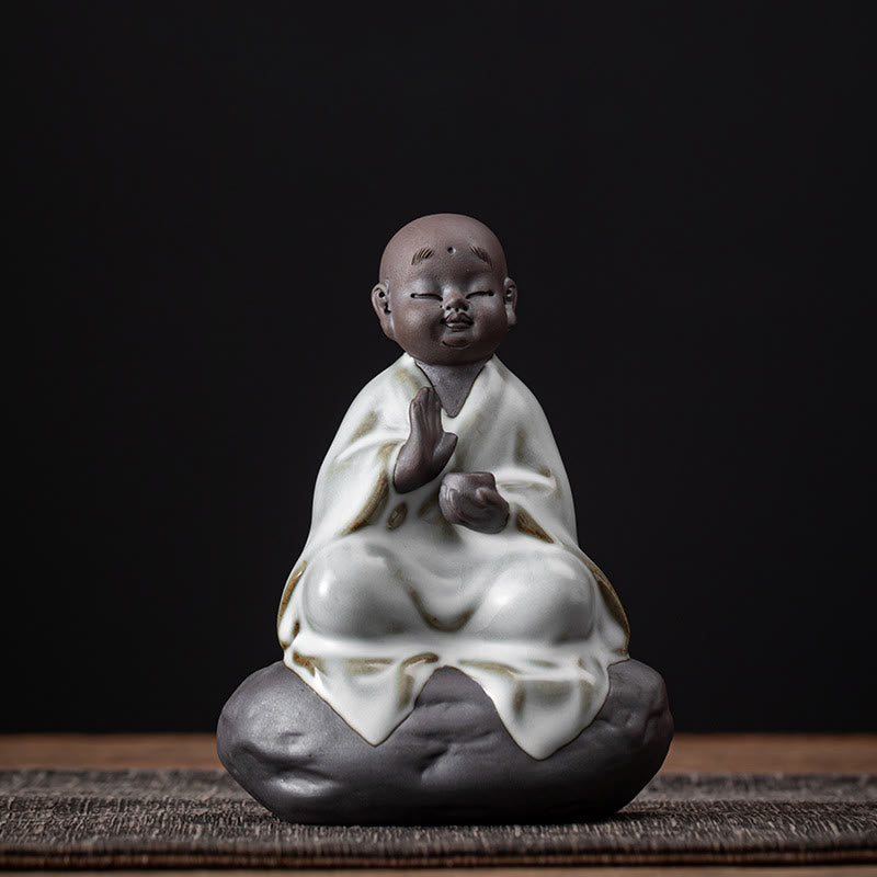 Colador de cerámica con forma de monje zen y piedras de Buddha Stones , accesorio para té, figurita decorativa para el hogar - Monje 9*12,2 cm - image 4