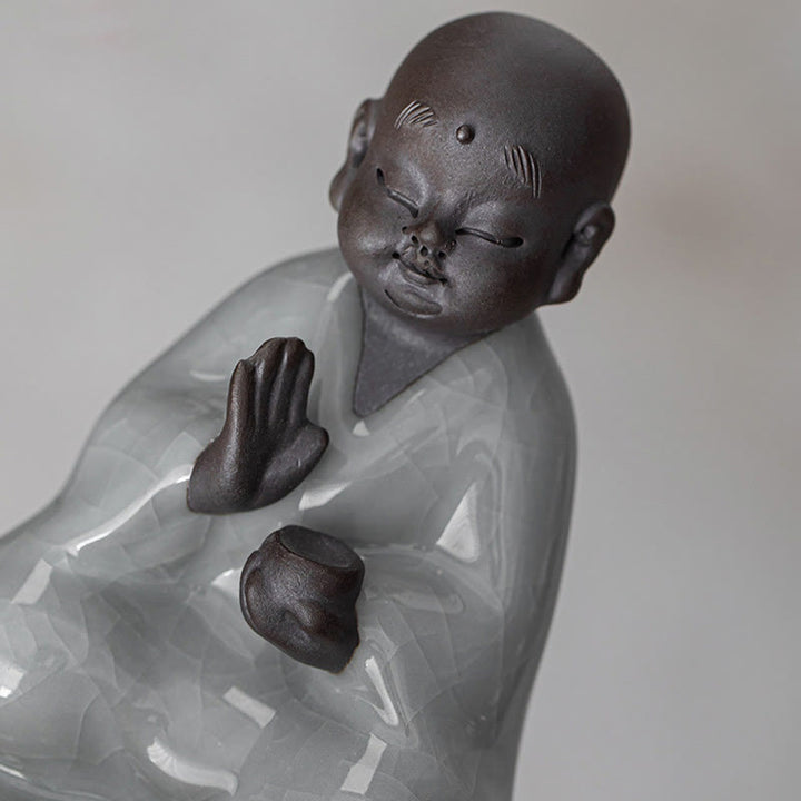 Colador de cerámica con forma de monje zen y piedras de Buddha Stones , accesorio para té, figurita decorativa para el hogar - image 19