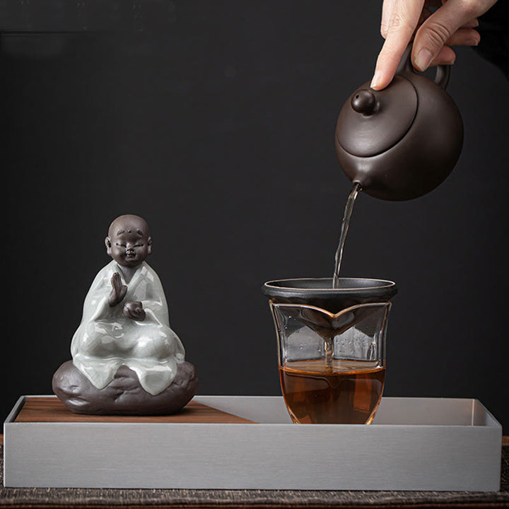 Colador de cerámica con forma de monje zen y piedras de Buddha Stones , accesorio para té, figurita decorativa para el hogar - image 7