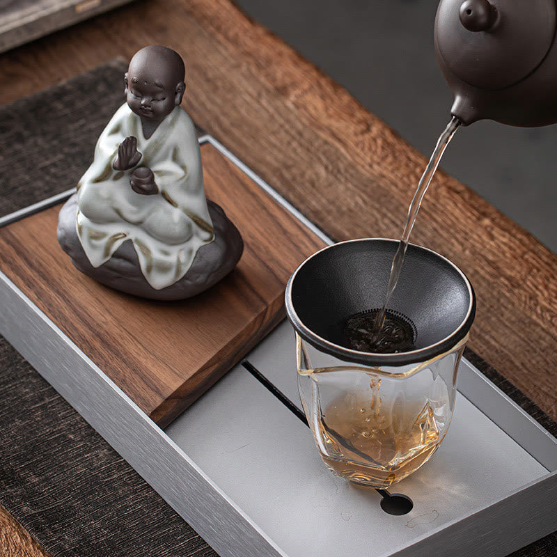 Colador de cerámica con forma de monje zen y piedras de Buddha Stones , accesorio para té, figurita decorativa para el hogar - image 5