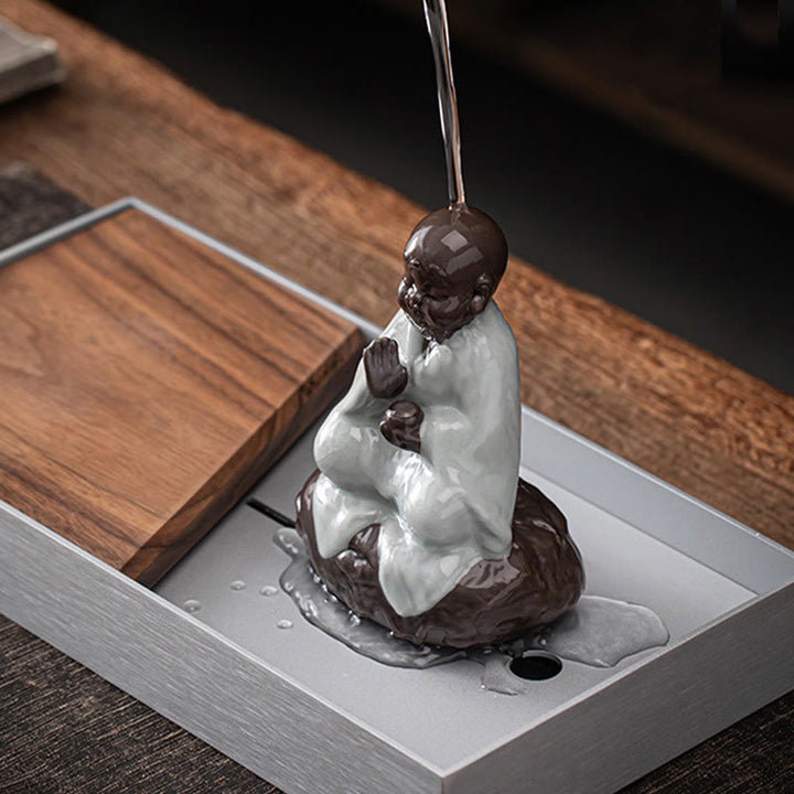Colador de cerámica con forma de monje zen y piedras de Buddha Stones , accesorio para té, figurita decorativa para el hogar - image 9