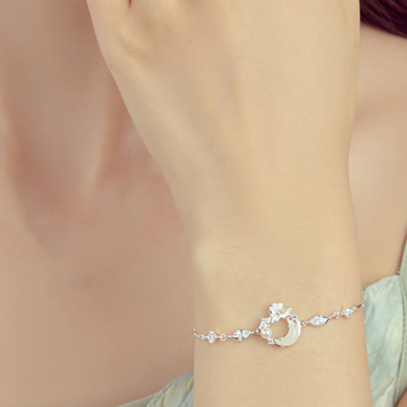 Pulsera de plata de ley 925 con circonita cúbica, perla y loto con jade hetiano y Buddha Stones
