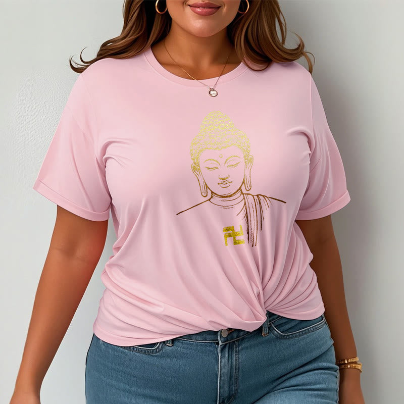 Camiseta de algodón con estampado de esvástica y Buddha Stones y Buda dorado - image 20