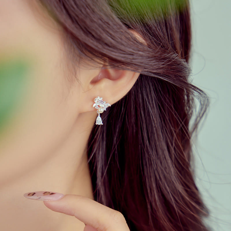 Pendientes de plata de ley 925 con circonita cúbica y perlas de jade hetiano y piedras de Buddha Stones  - image 7