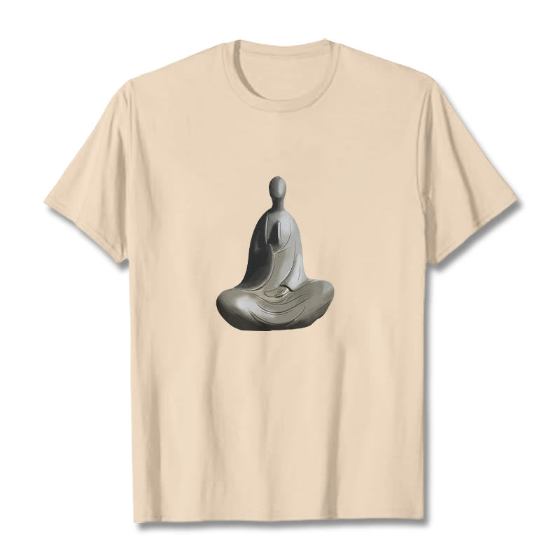 Camiseta de algodón con estampado de Buda sin forma y Buddha Stones en color gris - Sopa de mariscos - 2XL - image 5