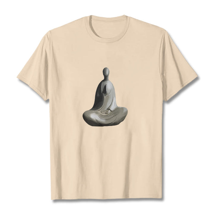 Camiseta de algodón con estampado de Buda sin forma y Buddha Stones en color gris - Sopa de mariscos - 2XL - image 5