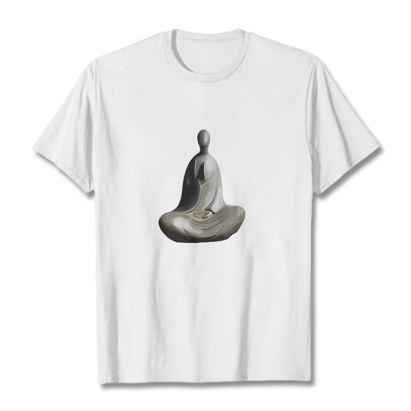 Camiseta de algodón con estampado de Buda sin forma y Buddha Stones en color gris - Blanco - 2XL - image 1