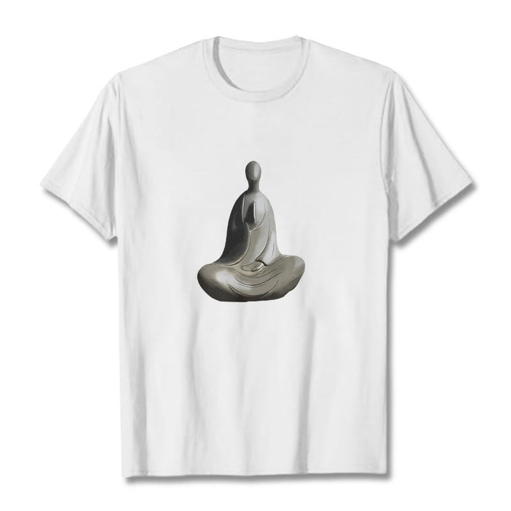 Camiseta de algodón con estampado de Buda sin forma y Buddha Stones en color gris - Blanco - 2XL - image 1