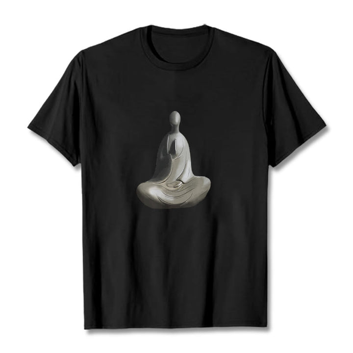 Camiseta de algodón con estampado de Buda sin forma y Buddha Stones en color gris - Negro - 2XL - image 7