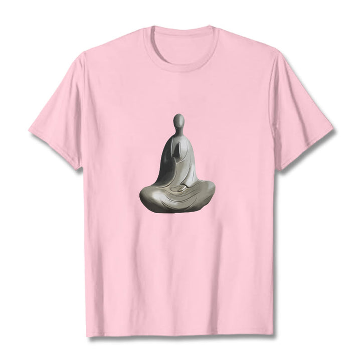 Camiseta de algodón con estampado de Buda sin forma y Buddha Stones en color gris - rosa claro - 2XL - image 18